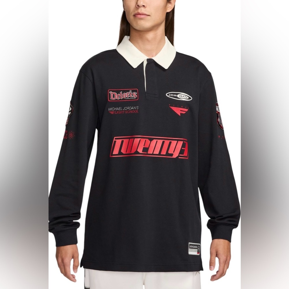 Air Jordan Essentials Long-Sleeve Rugby Shirt - (HF9323-010) Men’s Medium NWT
